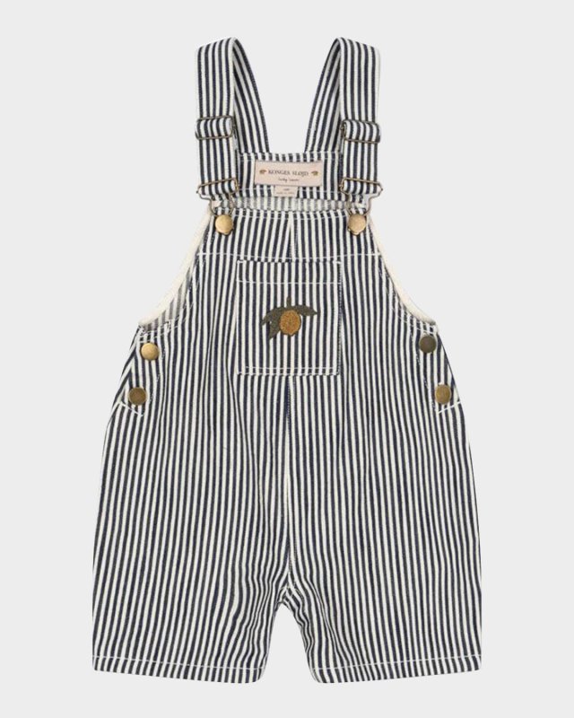 Kid's Fender Striped Organic Cotton Overalls, Size 9M-6